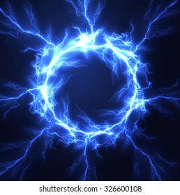 Lightning vector round text frame background. Eps10.