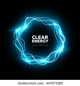 Lightning vector round text frame background. Eps10.