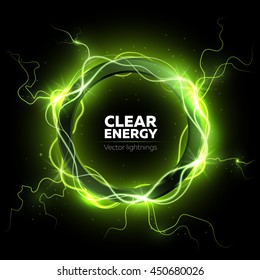 Lightning vector round text frame background. Eps10.