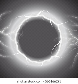 Lightning vector round text frame background.