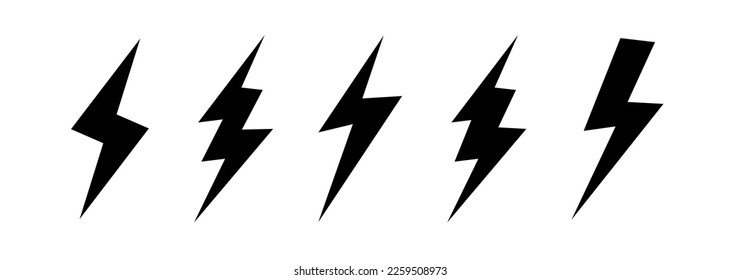 Lightning vector set . Simple icon storm or thunder and lightning strike isolated from the background. vector