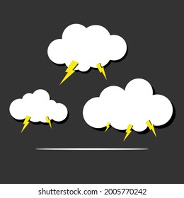 Lightning vector storm cloud on dark background