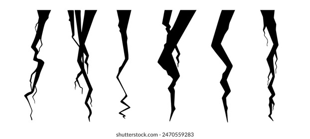 Lightning vector, Thunderstorm graphic elements design,Grunge and metal element Silhouette of Thunderstrike, Bolt symbol, Night background element, for banner with PNG 