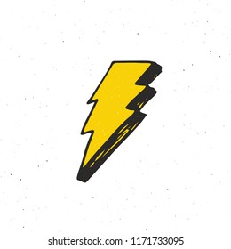 Lightning vintage label, Hand drawn sketch, grunge textured retro badge, typography design t-shirt print, vector illustration .