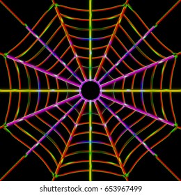 lightning vivid spiderweb on a black backdrop. vector