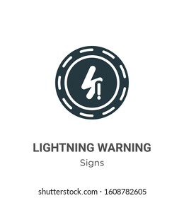 Lightning warning glyph icon vector on white background. Flat vector lightning warning icon symbol sign from modern signs collection for mobile concept and web apps design.