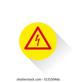 Lightning Warning Red Sign In Triangle. Danger Sign For Electricity. Vector Illustration