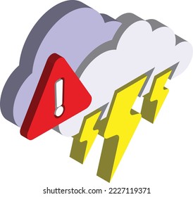 lightning warning sign illustration in 3D isometric style isolated on background