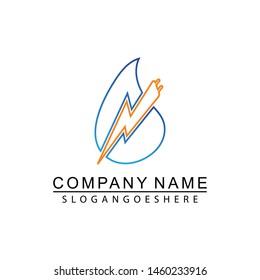 Lightning and water drop - vector logo template concept illustration. Symbol of energy water and electric energy