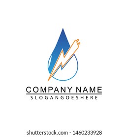 Lightning and water drop - vector logo template concept illustration. Symbol of energy water and electric energy