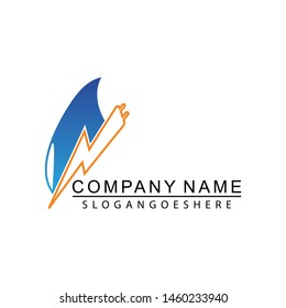 Lightning and water drop - vector logo template concept illustration. Symbol of energy water and electric energy