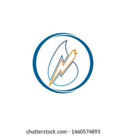 Lightning and water drop - vector logo template concept illustration. Symbol of energy water and electric energy