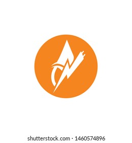 Lightning and water drop - vector logo template concept illustration. Symbol of energy water and electric energy