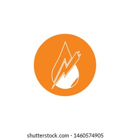 Lightning and water drop - vector logo template concept illustration. Symbol of energy water and electric energy