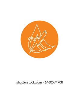 Lightning and water drop - vector logo template concept illustration. Symbol of energy water and electric energy