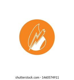 Lightning and water drop - vector logo template concept illustration. Symbol of energy water and electric energy