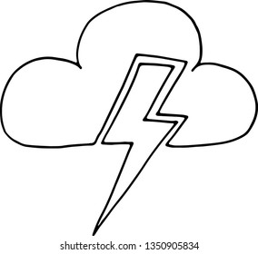 Lightning . Weather doodle icon vector design.
