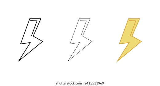 Imagen vectorial de icono del tiempo ligero sobre fondo blanco. Tres iconos de contorno grueso, delgado y coloreado. Se puede utilizar para aplicaciones móviles, aplicaciones web y medios de impresión