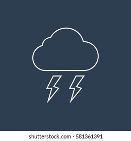 Lightning weather line icon vector