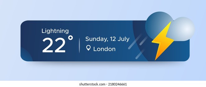 Lightning weather widget ui design. Beauty mobile weather app. Professional web design, full set of elements. User-friendly design materials