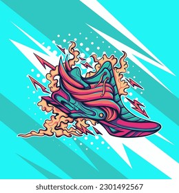 Lightning wings shoes Illustration for apparel, merchandise or other