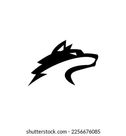 lightning wolf head illustration vector logo