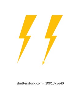 lightning, yellow simple icon on white background. vector flat illustration.