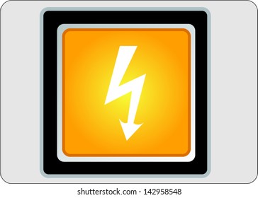 lightning yellow square web icon on grey background