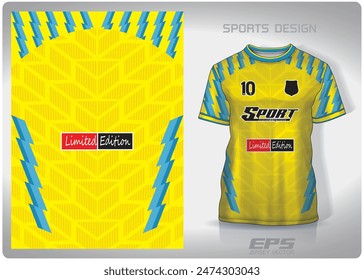 Lightning Yellow Woven Basket pattern design, illustration, textile background for sports t-shirt, football jersey shirt mockup for football club. consistent front view