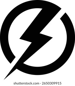 Lightninglogo, electric power logo design element. Energy and thunder electricity symbol. Lightning bolt sign in the circle. the flash logo is shown isolated on backgroun. power fast speed logo type
