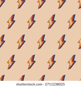 Blitze Hintergrund. Thunder Bolzen nahtloses Muster. Vintage-Thunderbolt-Symbole einzeln auf weißem Hintergrund. Vektorgrafik