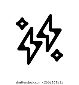 Blitze. Konturenstrichvektorsymbol mit schwarz gefüllten Details.