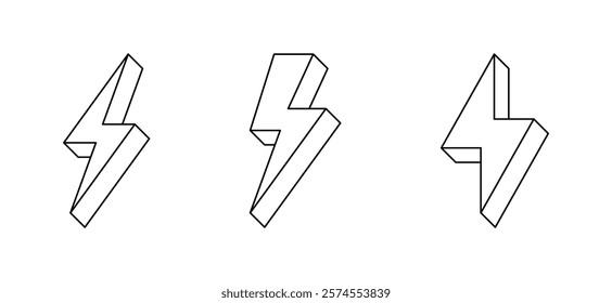 Lightnings. Thunderbolt icons. Set lightning bolts.