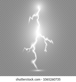 Lightnings. Thunder-storm and lightnings. Magic and bright lighting effects. Vector Illustration