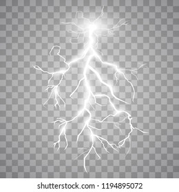 lightnings. Thunder-storm and lightnings. Magic and bright lighting effects. Vector Illustration
