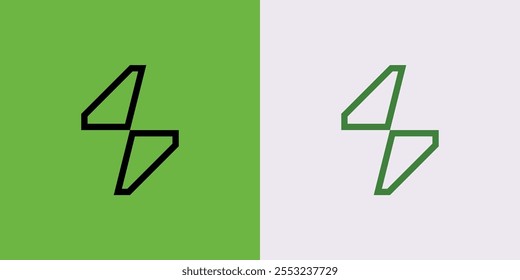 Lightning-shaped lines logo design, green and black. Symbol of power, energy, electricity, resources, infinity, continuity. Sustainability trend.