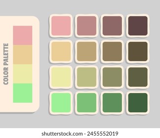 lightpink khaki palegoldenrod palegreen color palette, colour matching, rgb colors, harmonious colours catalog sample, design and edit idea
