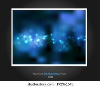 Lights banner on blue background bokeh effect.Vector EPS 10 illustration.