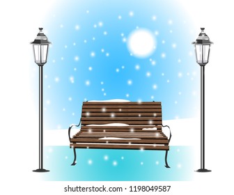 Lights bench snow