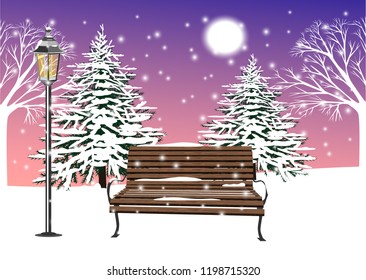 Lights bench snow