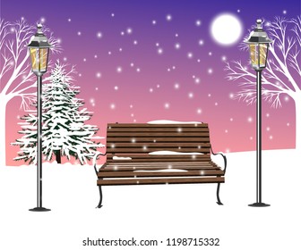 Lights bench snow