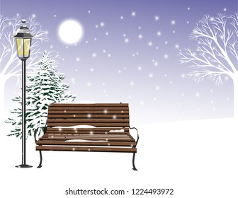 Lights bench snow