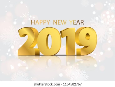 lights bokeh background with party 2019. Happy New Year concept.
