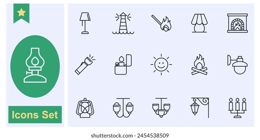 Lights, bulb, lamp icon set symbol collection, logo isolated vector illustration