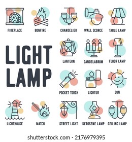 Lights, bulb, lamp set icon symbol template for graphic and web design collection logo vector illustration