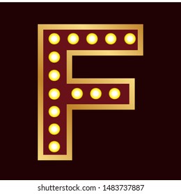 lights bulbs inside decorative letter f