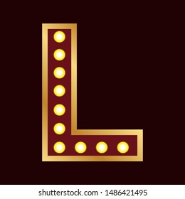 lights bulbs inside decorative letter l