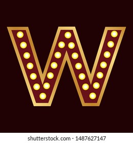 lights bulbs inside decorative letter w