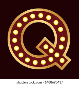 lights bulbs inside decorative letter q