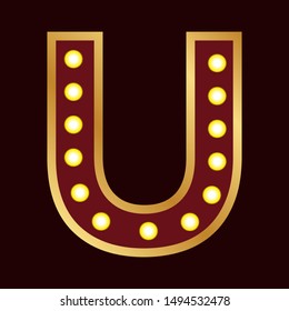 lights bulbs inside decorative letter u